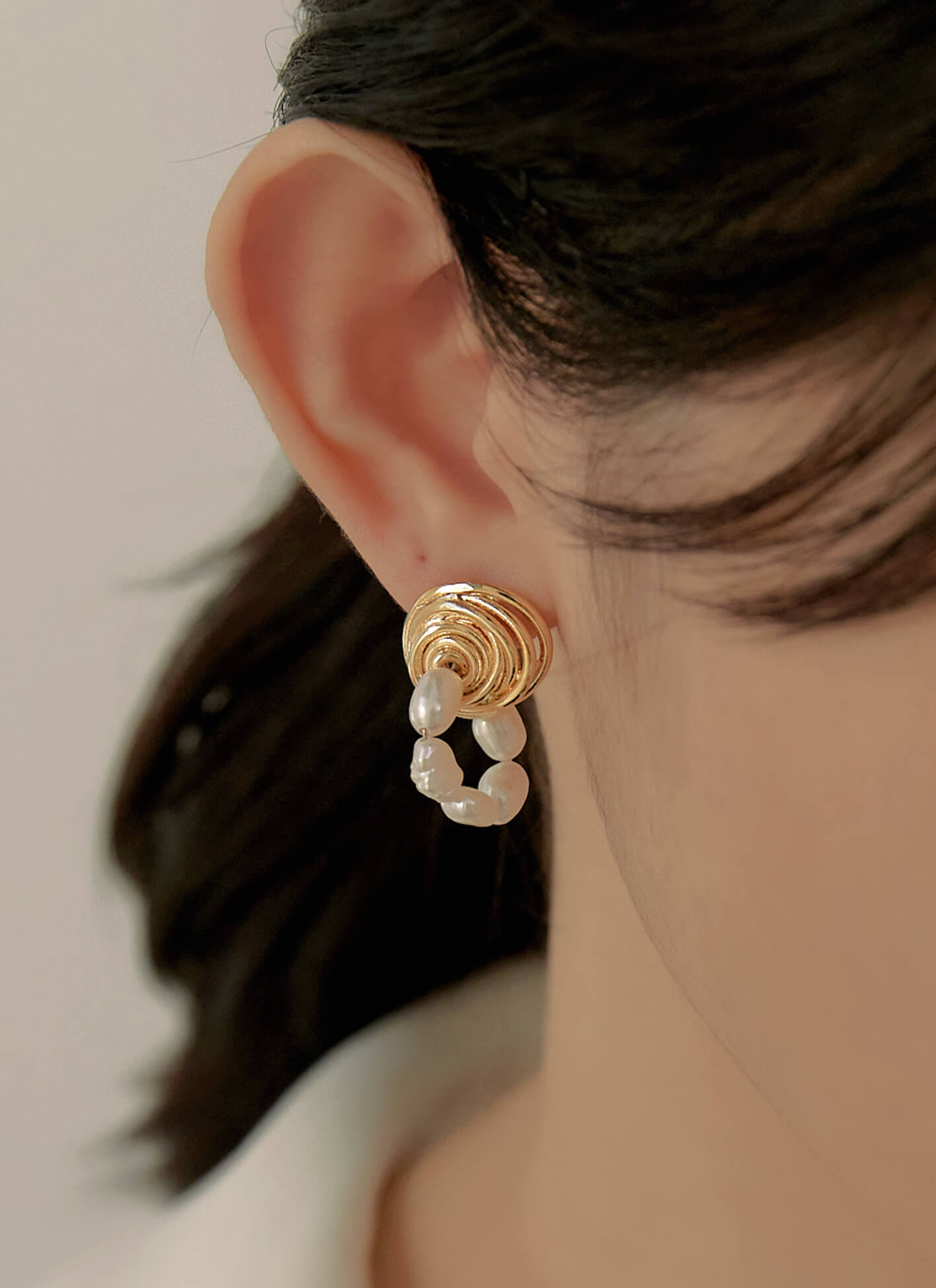 Eco安珂,韓國飾品,韓國耳環,耳針式耳環,淡水珍珠耳環,氣質耳環