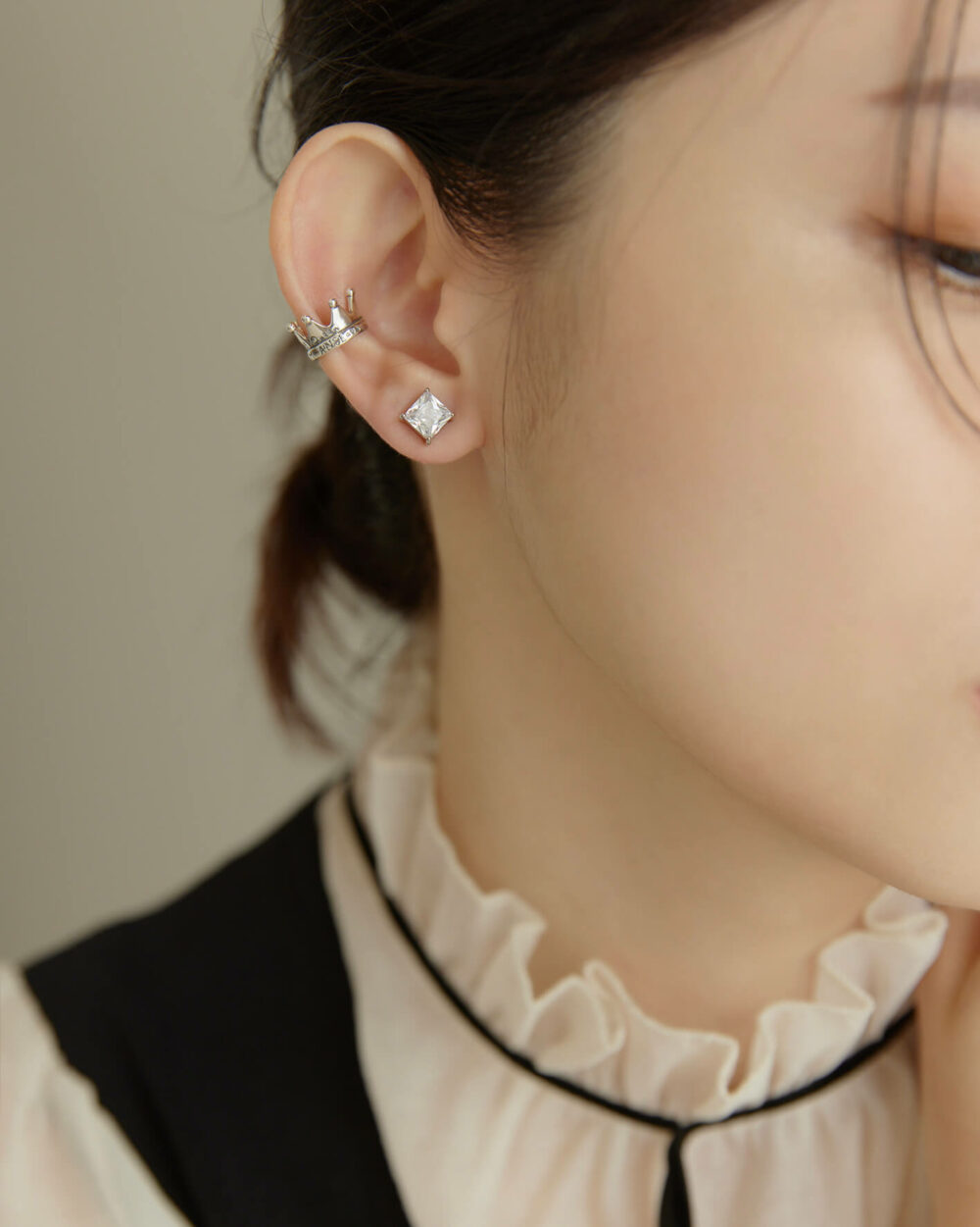 Eco安珂,韓國飾品,韓國耳環,韓國925純銀耳環,925純銀耳環,純銀耳骨夾,925純銀耳骨夾,皇冠耳骨夾