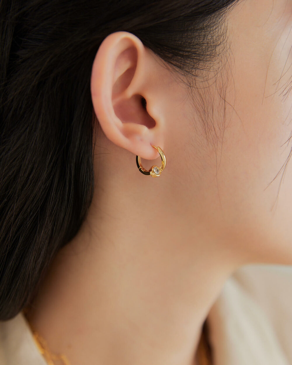 Eco安珂,韓國飾品,韓國耳環,耳針式耳環,C圈耳環,愛心耳環,鑽耳環,戴著睡覺