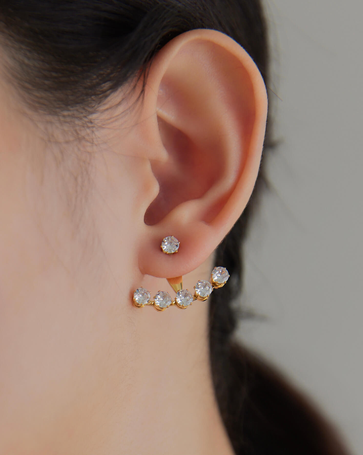 Eco安珂,韓國飾品,韓國耳環,耳針式耳環,排鑽耳環,氣質耳環,鑽耳環