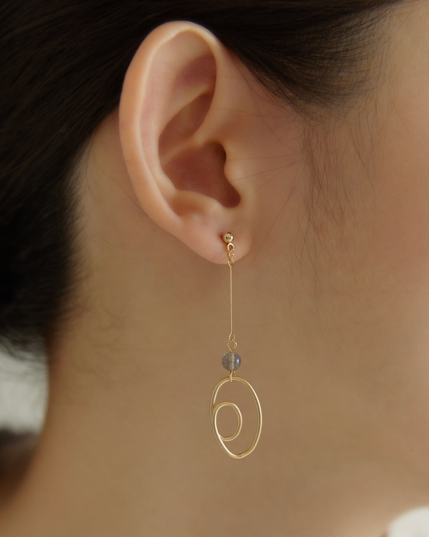 Eco安珂,韓國飾品,韓國耳環,耳針式耳環,不對稱耳環,天然石耳環,垂墜耳環