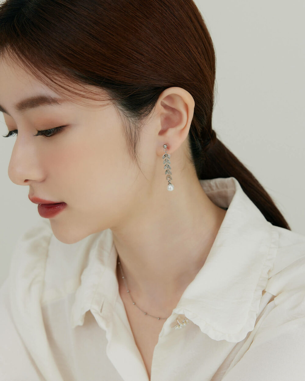 Eco安珂,韓國飾品,韓國耳環,耳針式耳環,矽膠夾耳環,透明耳夾垂墜耳環,無痛耳夾耳環,葉子耳環