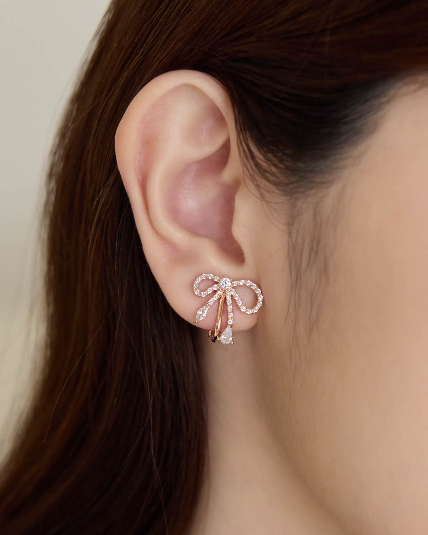 Eco安珂,韓國飾品,韓國耳環,蝴蝶結耳環,螺旋夾耳環,可調式耳夾耳環,螺旋夾垂墜耳環