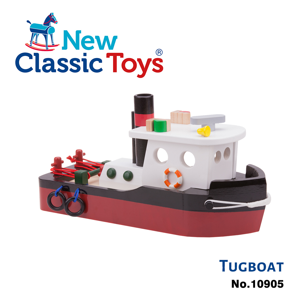 【荷蘭New Classic Toys】貨櫃系列-貨櫃拖船玩具 - 10905 學習階段|2-4歲 | 幼兒期|品牌總覽|木製玩具 | New Classic Toys 荷蘭|貨櫃系列