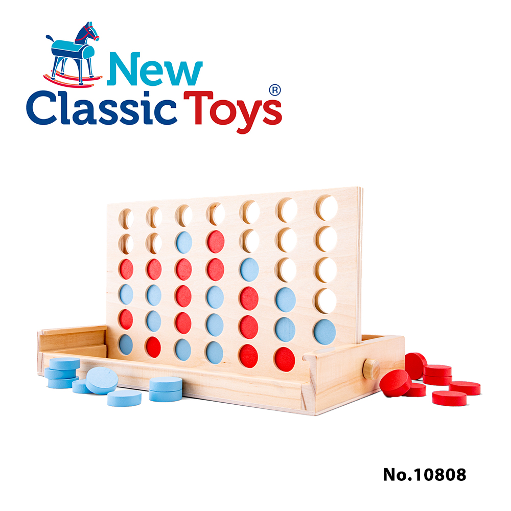 【荷蘭New Classic Toys】木製經典四子棋/四連棋遊戲 - 10808 學習階段|2-4歲 | 幼兒期|品牌總覽|木製玩具 | New Classic Toys 荷蘭|幼兒成長|幼幼桌遊