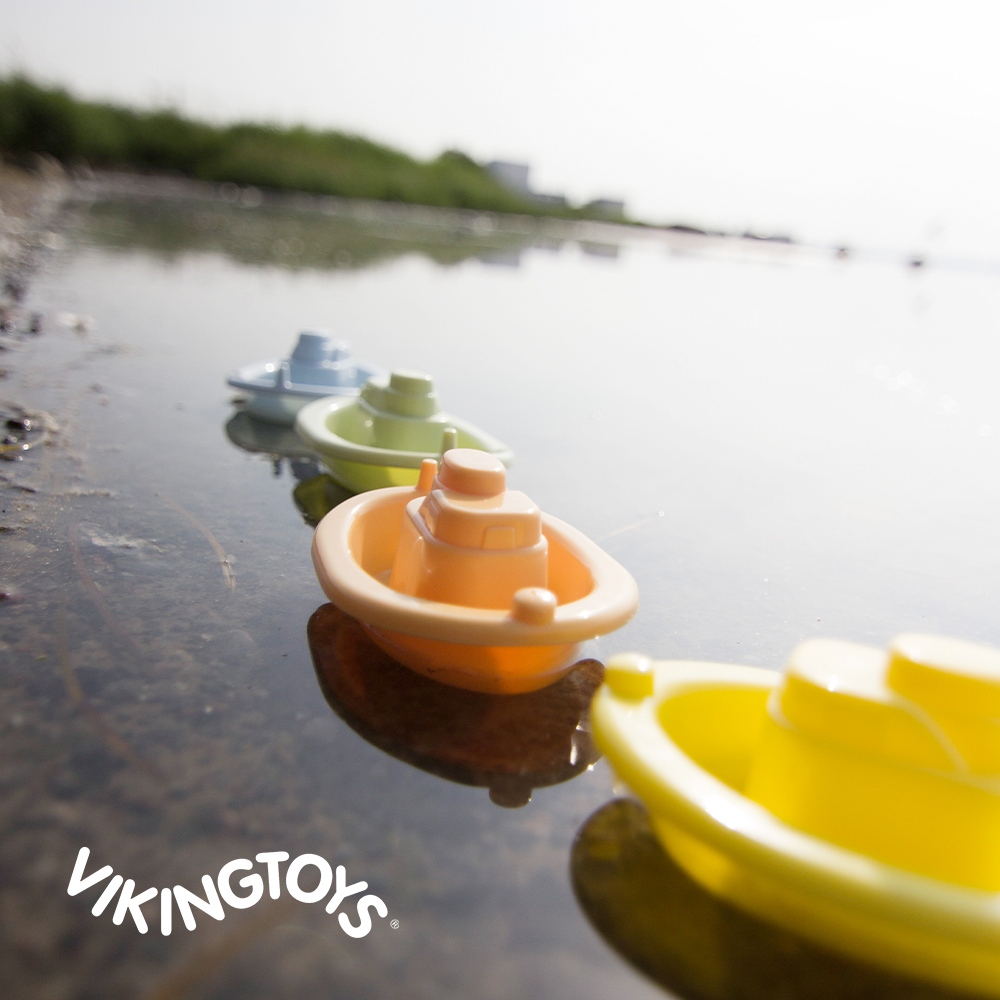 【瑞典 Viking toys】莫蘭迪色系-戲水小帆船(4件組)-7cm 20-81097