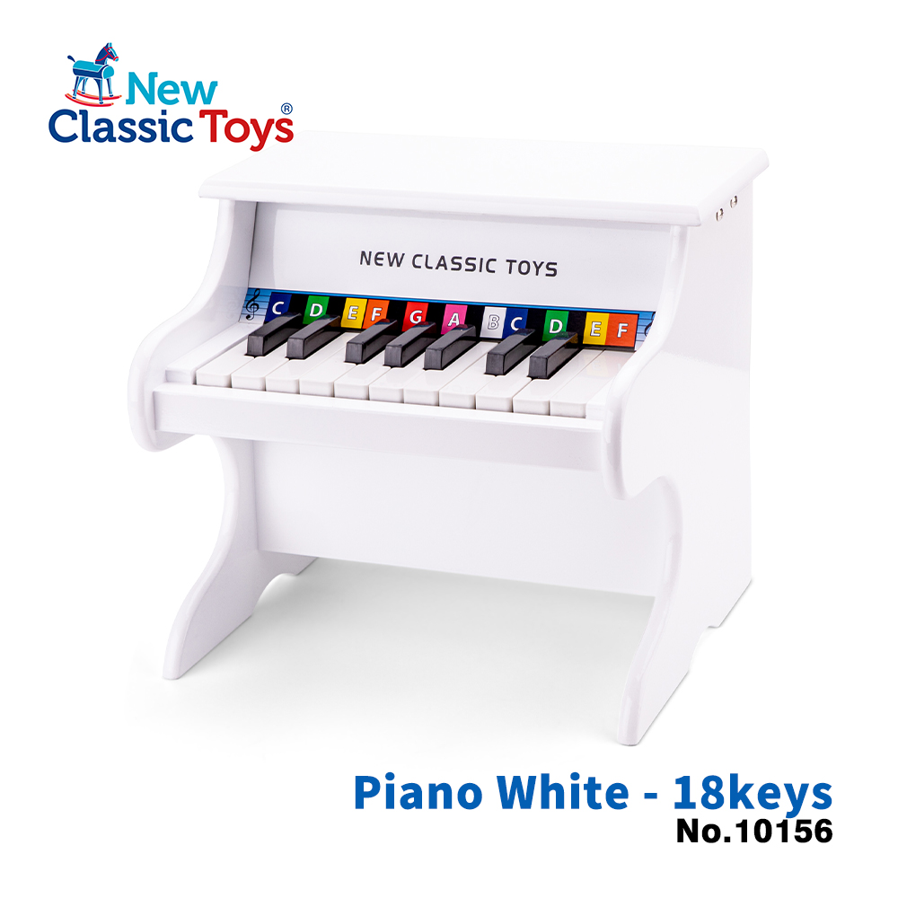 【荷蘭New Classic Toys】幼兒18鍵鋼琴玩具-純淨白-10156 學習階段|2-4歲 | 幼兒期|品牌總覽|木製玩具 | New Classic Toys 荷蘭|樂器系列