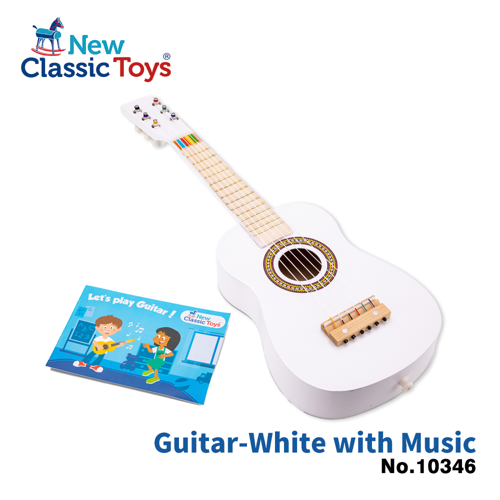 荷蘭【New Classic Toys】幼兒音樂吉他-純淨白 10346 學習階段|2-4歲 | 幼兒期|品牌總覽|木製玩具 | New Classic Toys 荷蘭|樂器系列