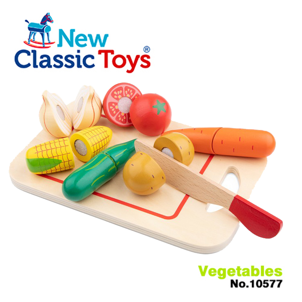 【荷蘭New Classic Toys】蔬食切切樂8件組 - 10577 學習階段|2-4歲 | 幼兒期|品牌總覽|木製玩具 | New Classic Toys 荷蘭|餐廚系列