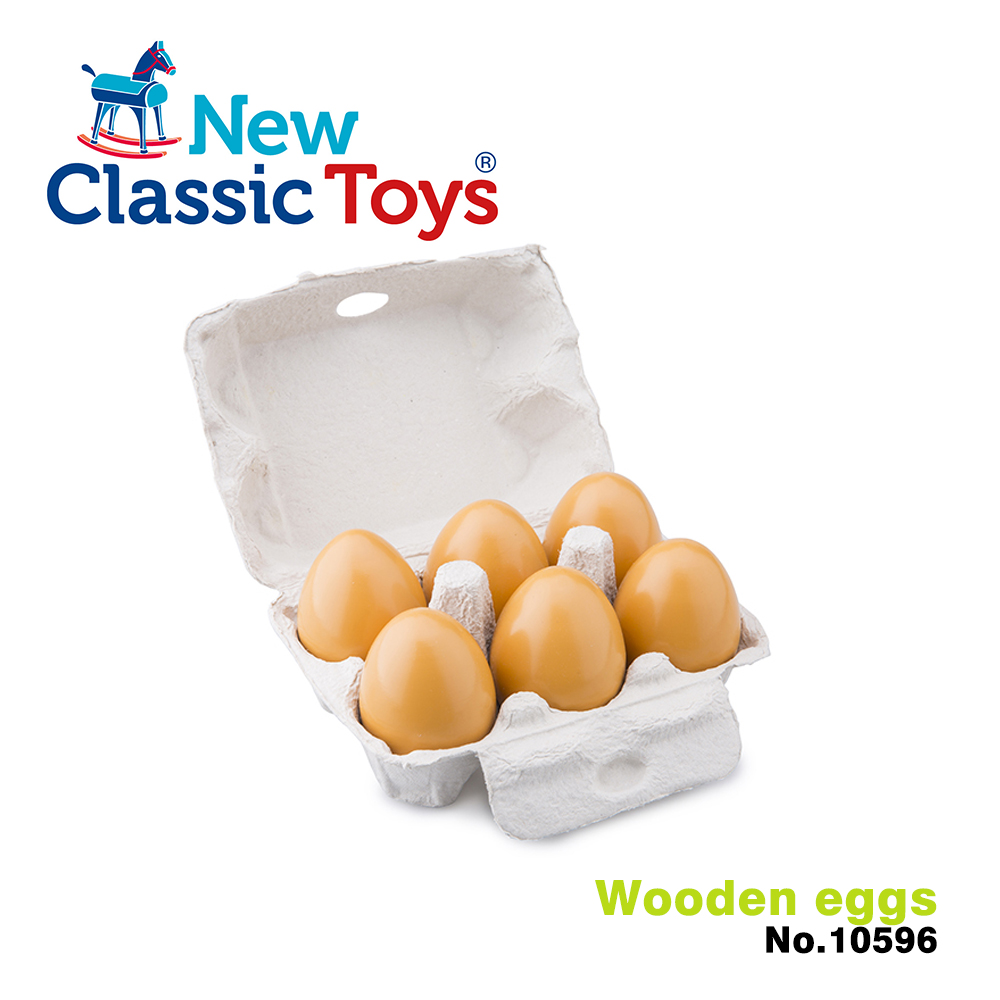 【荷蘭New Classic Toys】盒裝雞蛋6顆 - 10596 學習階段|2-4歲 | 幼兒期|品牌總覽|木製玩具 | New Classic Toys 荷蘭|餐廚系列