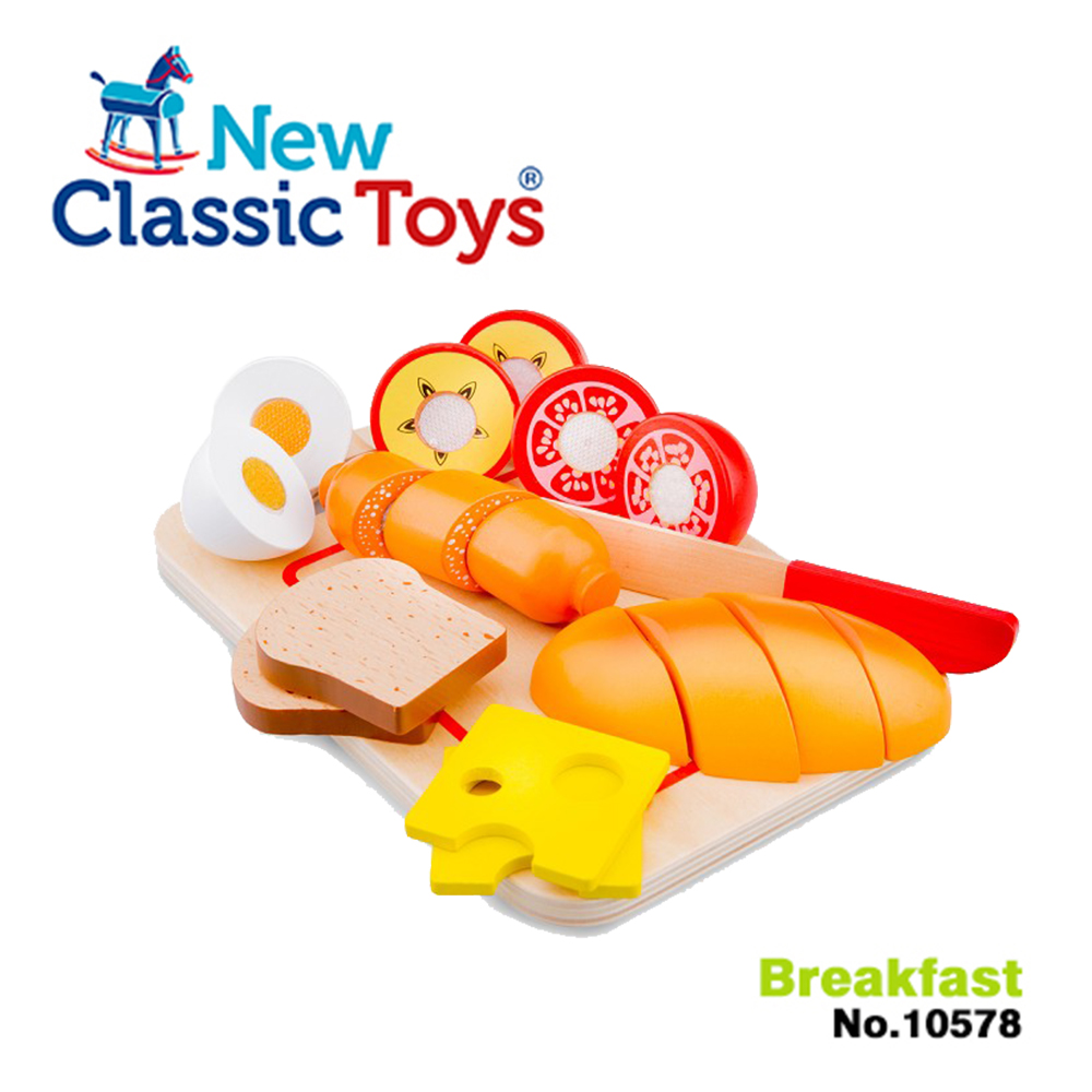 【荷蘭New Classic Toys】輕食早餐切切樂10件組 - 10578 學習階段|2-4歲 | 幼兒期|品牌總覽|木製玩具 | New Classic Toys 荷蘭|餐廚系列