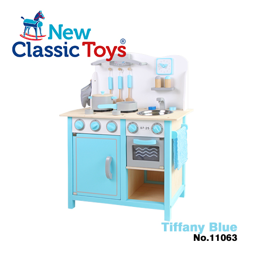 【荷蘭New Classic Toys】童話小主廚Tiffany Blue木製廚房玩具 - 11063 學習階段|2-4歲 | 幼兒期|品牌總覽|木製玩具 | New Classic Toys 荷蘭|小主廚廚台