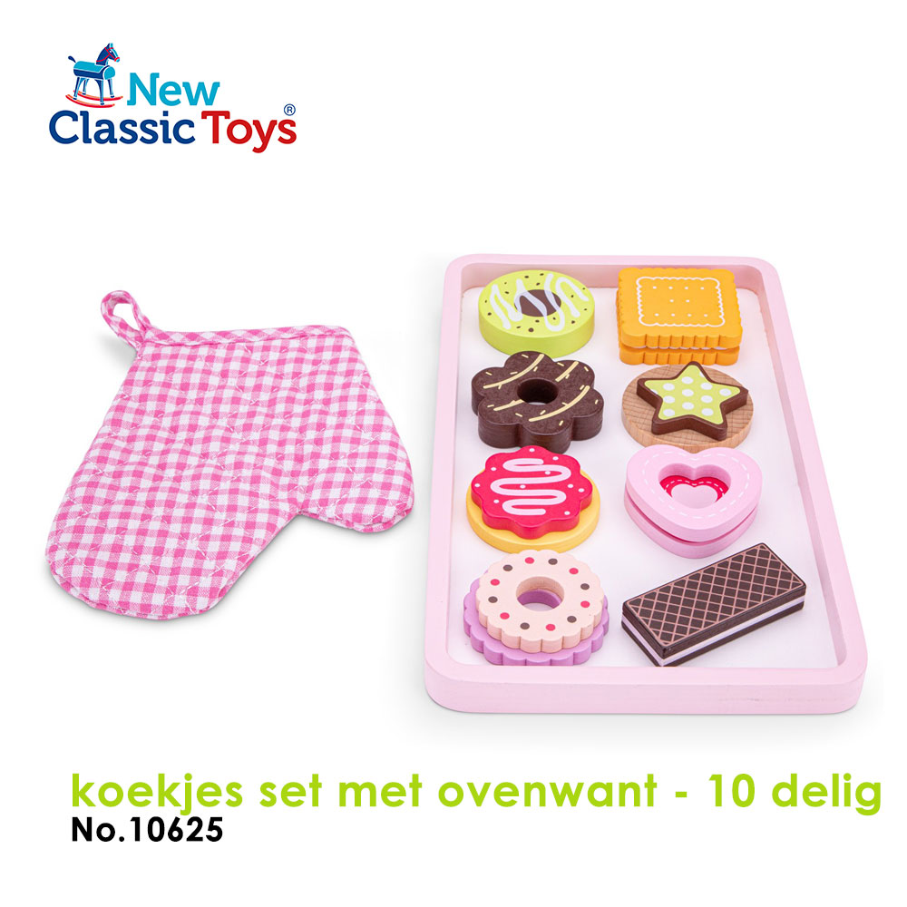 【荷蘭New Classic Toys】甜心烤盤甜點10件組 10625 學習階段|2-4歲 | 幼兒期|品牌總覽|木製玩具 | New Classic Toys 荷蘭|餐廚系列