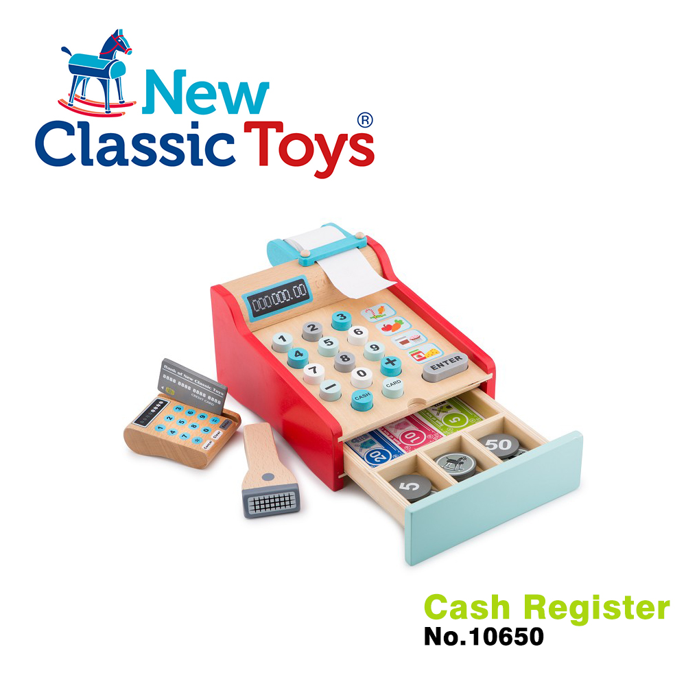 【荷蘭New Classic Toys】木製收銀機玩具 - 10650 學習階段|2-4歲 | 幼兒期|品牌總覽|木製玩具 | New Classic Toys 荷蘭|餐廚系列
