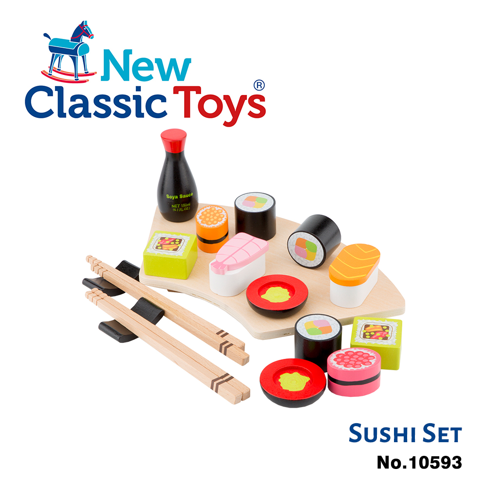 【荷蘭New Classic Toys】日式壽司組合 - 10593 學習階段|2-4歲 | 幼兒期|品牌總覽|木製玩具 | New Classic Toys 荷蘭|餐廚系列