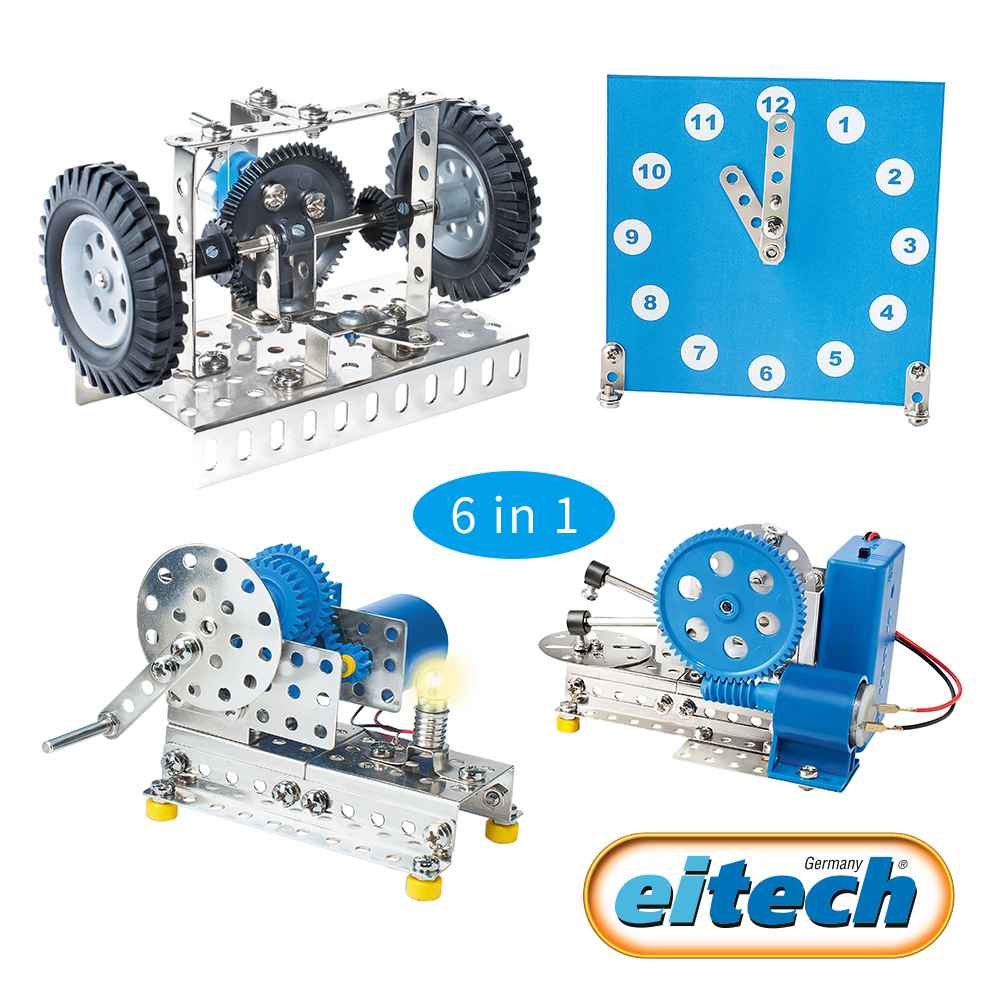【德國eitech】益智鋼鐵玩具-6合1科學齒輪組 C07 學習階段|6歲以上 | 學齡期|品牌總覽|益智鋼鐵 | Eitech 德國|科學動力系列