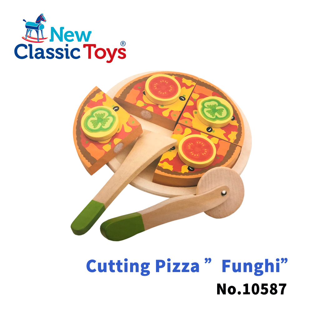 【荷蘭New Classic Toys】鄉村蘑菇比薩切切樂 - 10587 學習階段|2-4歲 | 幼兒期|品牌總覽|木製玩具 | New Classic Toys 荷蘭|餐廚系列