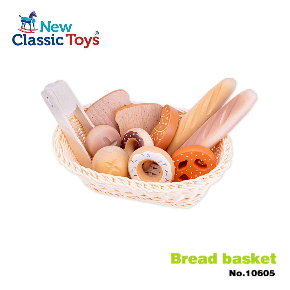 荷蘭 New Classic Toys 西式麵包籃組合-12件組 10605 學習階段|2-4歲 | 幼兒期|4-6歲 | 學齡前期|品牌總覽|木製玩具 | New Classic Toys 荷蘭|餐廚系列